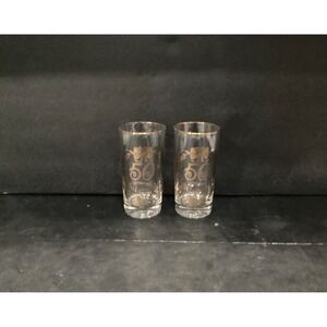 Vintage Lotus Glassware Gold 50th Anniversary Tumblers Highball Glasses Set of 2